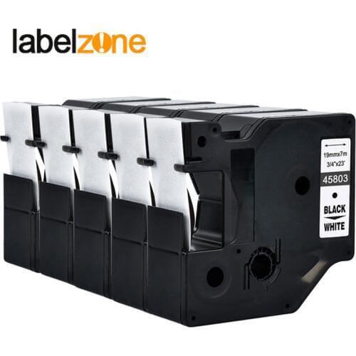 5PCS 45803 compatible Dymo D1 19mm label printers black on white 3/4'' W x 23' L (19mm*7m) S0720830 for dymo label makers