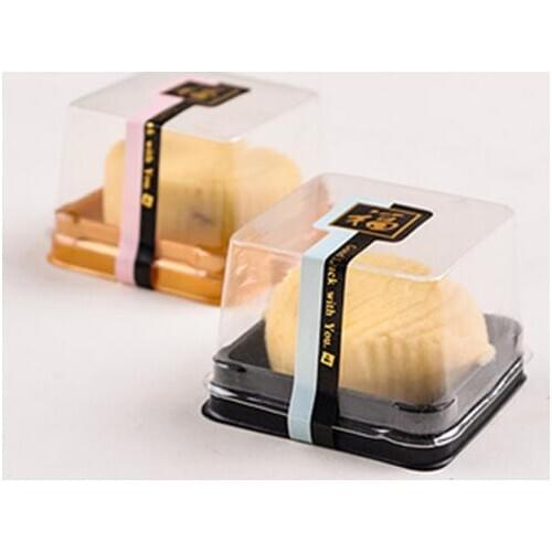 50g moon cake trays moon cake packaging boxes gold black plastic bottom transparent cover#8623