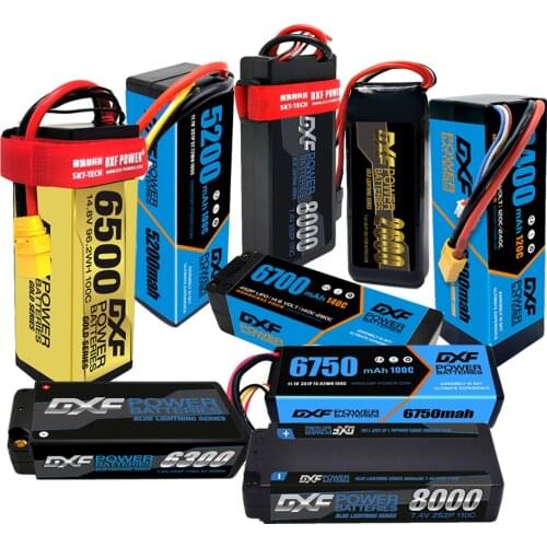DXF Hardcase Lipo Battery 2S 3S 4S 7.4V 11.1V 14.8V 5200Mah 6500Mah 6750Mah 8000Mah 8400Mah 100C 110C 120C for RC Car Drone Toys