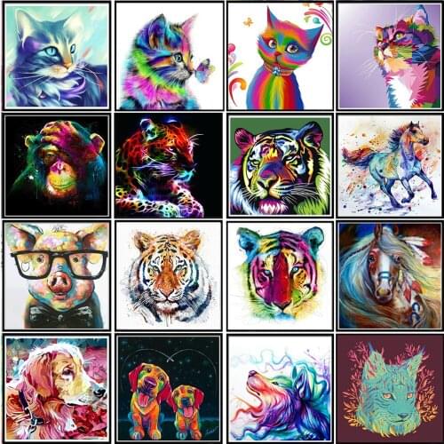 5D DIY Diamond Art Painting Color Animal New Products Diamond Embroidery Tiger/Cat/Dog DIY Cross Stitch Home Decoration