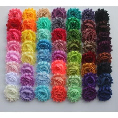 Free DHL 60y 2.5" Chiffon Frayed Flower Trim for Baby Hair Accessories Chiffon Shabby Flowers for Girls Headbands