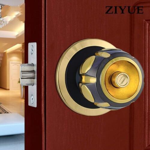 Free Shipping Interior Solid Bedroom Wooden Door Ball Lock Pure Copper Cylinder Spherical Door Lock