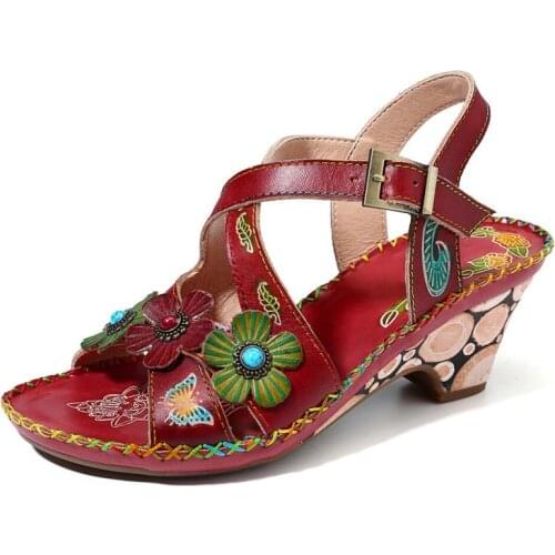 Vintage Summer Wedges Sandals Platform Shoes Fashion Unique Open Toe Women Sandals Soft Comfortable Walking Shoes for female