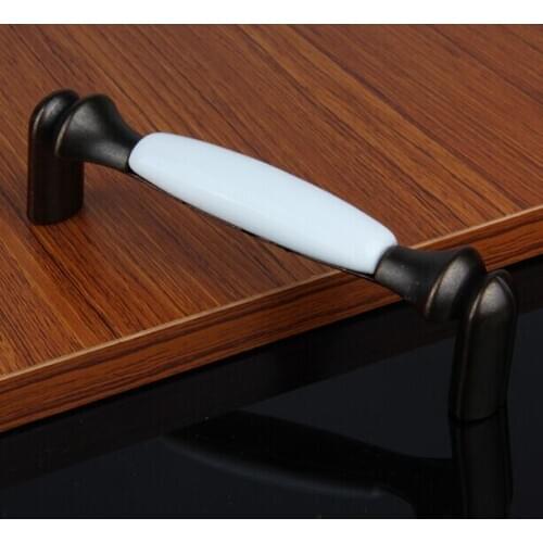 128mm bronze Kitchen cabinet handle white ceramic drawer pull black antique brass dresser cupboard wardrobe furniture handles