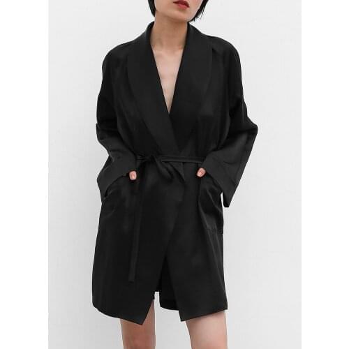 JIUNINE Original design heavy silk long shirt can worn outside pajamas mulberry silk no buttons wide loose women dropshipping