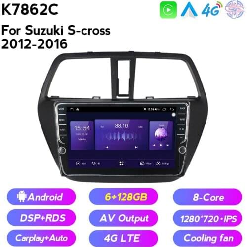 For Suzuki SX4 S-CROSS 2012-2015 2016 2017 128G Android 11 Car Radio Player 1280*720 IPS Screen 4G LTE BT Built in Carplay Auto