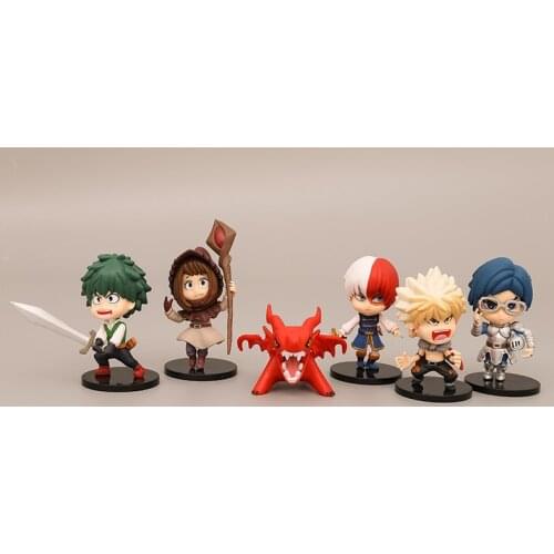 6pcs Anime Figure My Hero Academia Midoriya Izuku Bakugou Katsuki Todoroki Shoto Tokoyami Fumikage Figurine Finished Goods Model