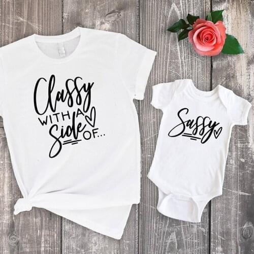 Mama and me tshirts baby cute shirts funny mom and daughter tee matching tops classy with a side of sassy family clothes