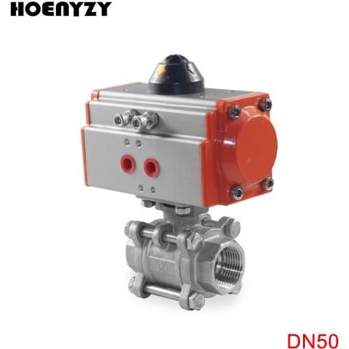 2" Three piece High Platform Pneumatic Ball Valve DN50 Stainless steel 304 Q611F-16P double acting cylinder