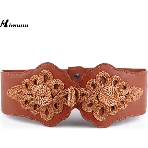 Hot European and American woven elastic butterfly buckle wide belt lady girdle fashion Cummerbunds Female belts for girdle women