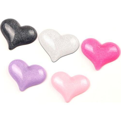 LF 20Pcs Mixed 31x24mm Bling Heart Resin Cabochon Flatback Decoration Crafts Embellishments For Scrapbooking Diy Accessories