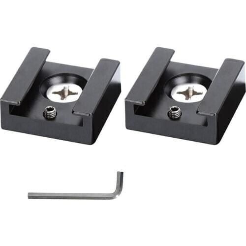 Cold Shoe Mount Aluminum Adapter Bracket Hot Shoe with 1/4 Thread for Camera Cage Flash Shoe Mount(2 PCS)