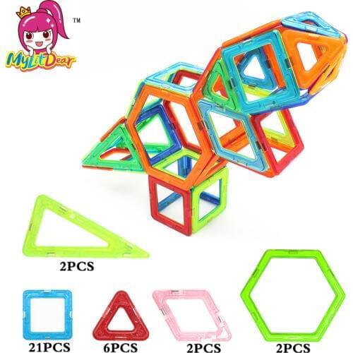 MylitDear 33Pcs Big Size Magnetic Designer Block Toy Model Building Toy Enlighten Plastic Educational Magnetic Toys For Children