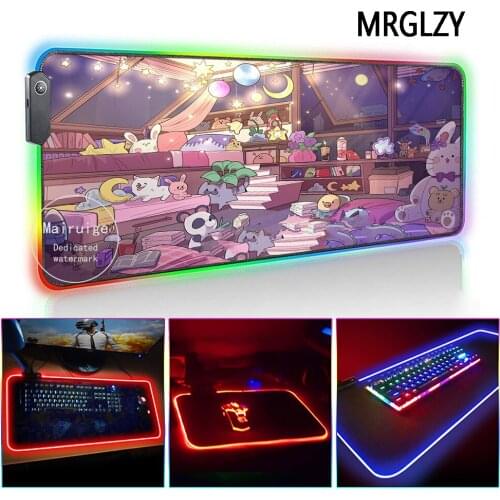 MRGLZY Drop Shipping LED Light RGB Pink Girly heart LargeMouse Pad XXL DeskMat Gaming Accessories for PC Laptop Keyboard MiceMat