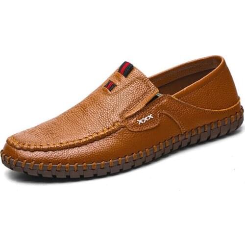 Cowhide Mens Walking Shoes Men Outdoor Sneakers Male Footwear Flat Loafers Office Business Dress Moccasins Leather Shoes 38-47