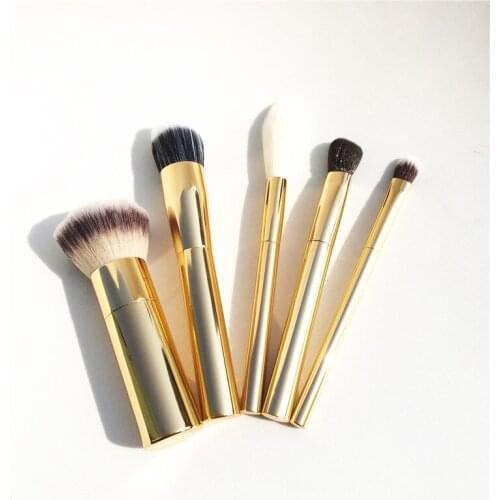 TT-SERIES 5-Brushes Gold Handle Stroke of Midnight Set (Airbrush Foundation, Concealer, Eyeshadow, Face) Makeup brushes Blender