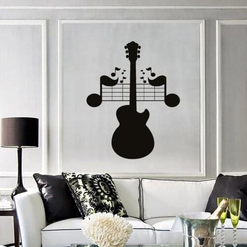 Wall Decal Guitar Notes Music Rock Pop Songs Mural Bedroom Living Room Music Room Concert Interior Decor Vinyl Wall Sticker S742