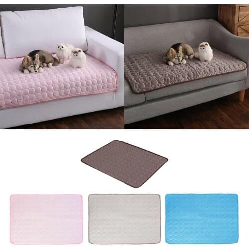 Pet Dog Cooling Mat Breathable Ice Silk Pad Foldable Portable Grey 70x55cm