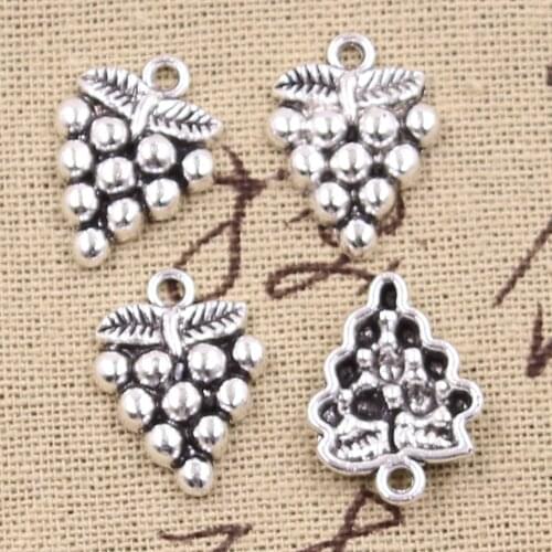 15pcs Charms Fruit Grapes 19x14mm Antique Silver Color Plated Pendants Making DIY Handmade Tibetan Silver Color Finding Jewelry
