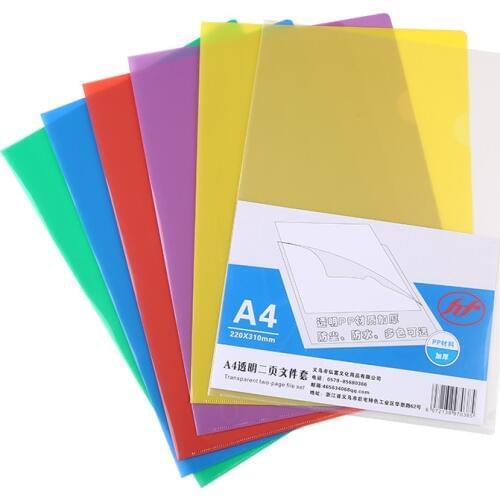 One A4 transparent folder single clip L-shaped folder two-page file protective cover finishing storage kit student office