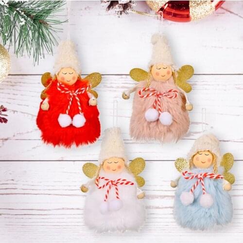 Christmas Decorations Handmade Crafts Plush Angel Girl Doll Pendant Christmas Tree Hanging Ornaments New Year 2022 Xmas Gift Toy