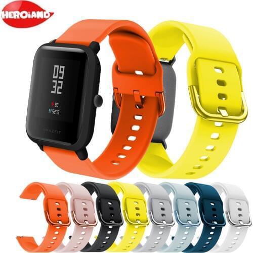 20mm Silicone Strap For Xiaomi Huami Amazfit Bip Smartband suitable for Amazfit Bip smart watch Replacement Bracelet Accessories