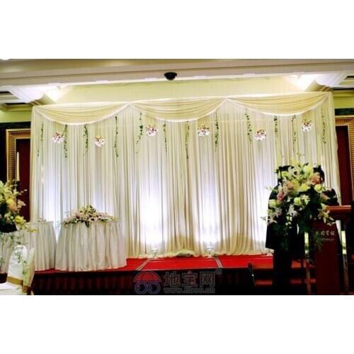 The Wedding arrangement pure white 3mx6m stage curtain background Wedding stage backdrop marriage backdrop