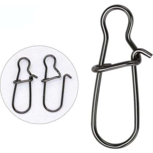TIANNSII 50/100pcs/lot Stainless Steel Fishing Snaps Fastlock Clips Size 00-8 Safety Connector Accessories Tackle for Lures Hook