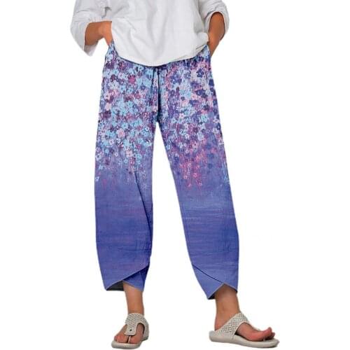 Women Fashion Elastic Waist Wide Leg Harem Pants Skin-friendly Harem Pants Wide Leg Streetwear