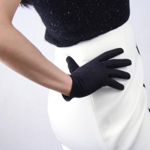 Womans Suede Gloves Short Style 21cm Suede Matte Leather Gloves Female Dance Party Simulation Leather Women Mittens JP21