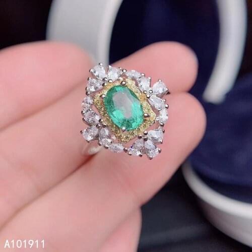 KJJEAXCMY fine jewelry natural Emerald 925 sterling silver new women ring support test classic
