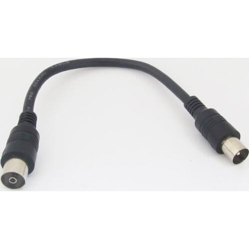 1pc 20cm 75Ω Coaxial PAL TV Aerial TV Male to Female M/F Cable Nickel Black