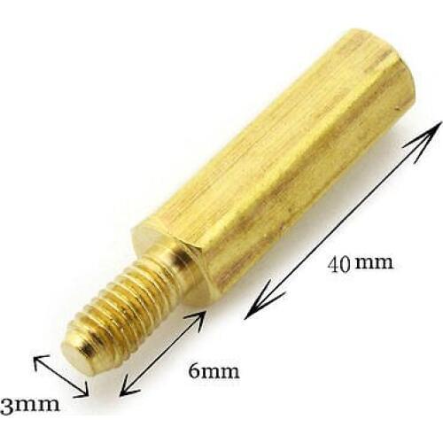 10) M3 40+6mm Brass Hexagonal Threaded Spacers Hexagon Copper Post