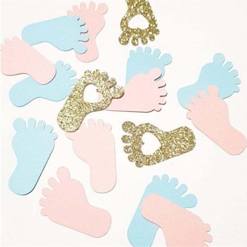 100pcs/pack Baby Gender Reveal Party Ankle Confetti Baby Shower Decorations Party Boy Girl Throwing Paper DIY Party Decoration-S