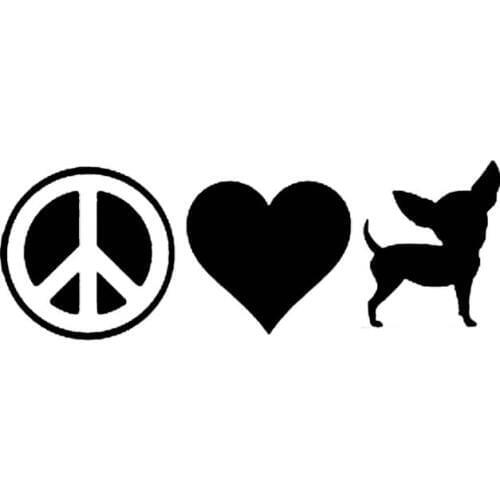 17.8*6.4CM Peace Love Chihuahua Animal Car Sticker Decal Creative Window Decorative Accessories C6-1435