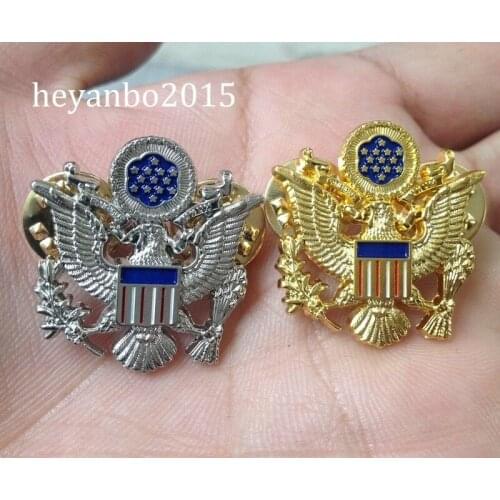 2PCS PAIR BEAUTIFUL US ARMY OFFICER SHOULDER EAGLE SMALL BADGE INSIGNIA PIN PAIR