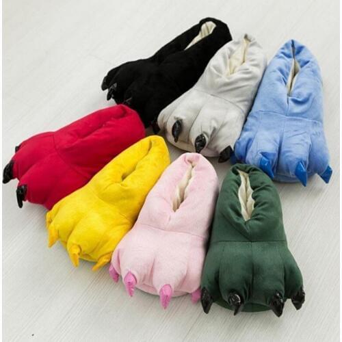 2020 Winter Soft indoor Floor Slippers Women Men Children Shoes Animal Paw Christmas Monster Dinosaur Claw Plush Home Slippers
