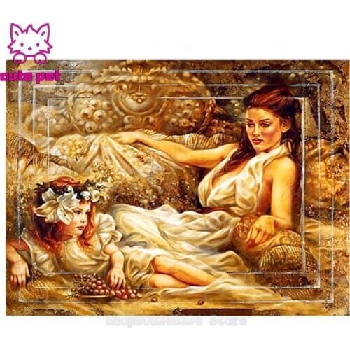 5D Sexy Woman with little Angel Diamond Painting Cross Stitch DIY Diamond Embroidery Mosaic Home Decor rhinestones painting art