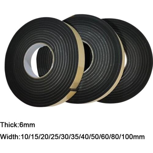 5M Rubber Self Adhesive Sponge Seal Strip Width 10-100mm Thick 6mm EVA Black Foam Anti-collision Seal Gasket
