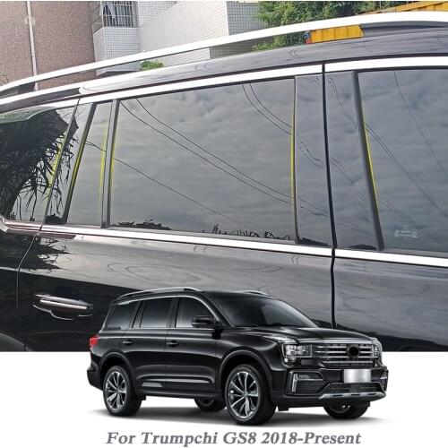 8pcs Car Styling For Trumpchi GS8 2018-Present Car Window Trim Sticker Middle Column Sticker PVC External Accessories