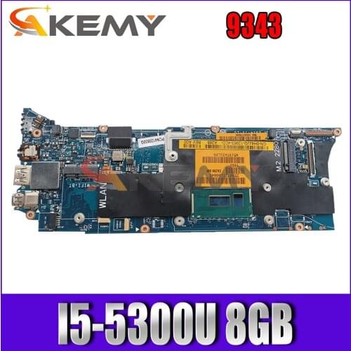 Akemy BRAND NEW i5-5200U/I5-5300U 8GB FOR Dell XPS 9343 Laptop Motherboard ZAZ00 LA-B441P CN-0WGHFD WGHFD Mainboard 100% tested