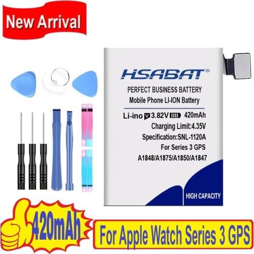 Top Brand 100% New 320mAh / 420mAh Battery for Apple Watch Series 3 GPS / LTE 38mm / 42mm A1847 A1875 A1848 A1850 A1858 A1859