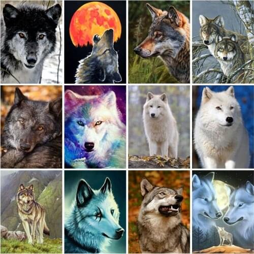Diy Wolf 5d Diamond Painting Full Square Drill Home Decor Animal Diamond Embroidery Cross Stitch Handcraft Art Christmas Gift