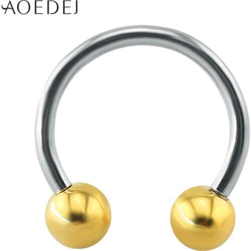 AOEDEJ Two Colors Septum Piercing Real 14g Stainless Steel Nose Septum Ring Jewelry Labret Lip Piercing Ear Cartilage Morne Ring