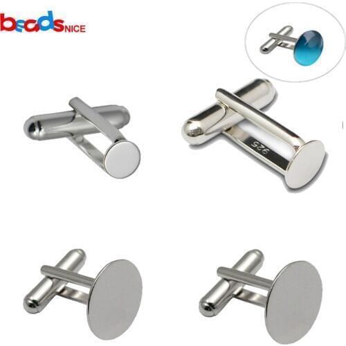 Beadsnice Wholesale 925 Silver French Cufflinks Backs of Cufflink Accessories with a glue pad Cufflinks Setting for Mens ID29707