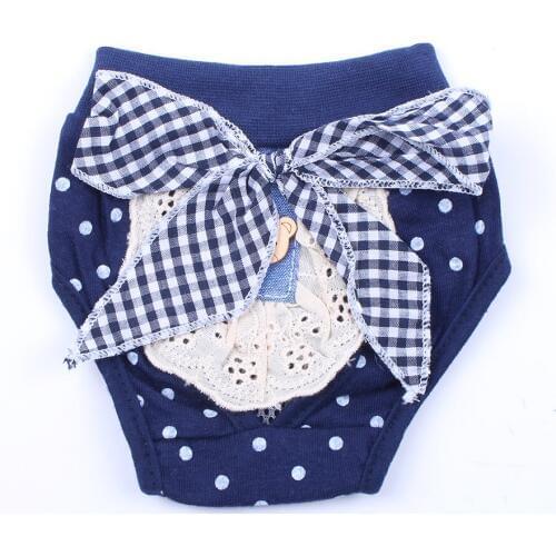 Physiology Pants 100% Cotton New Dot&Bow Menstrual Trousers For Female Dogs Cats Puppy 4 sizes