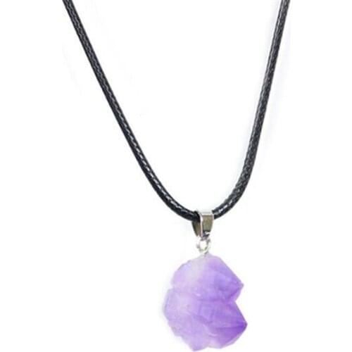 Quartzs Jaspers Irregular Shaped Purple Amethysts Pendant Necklace Fashion Unique Natural Stone Necklace Jewelry For Women Gift