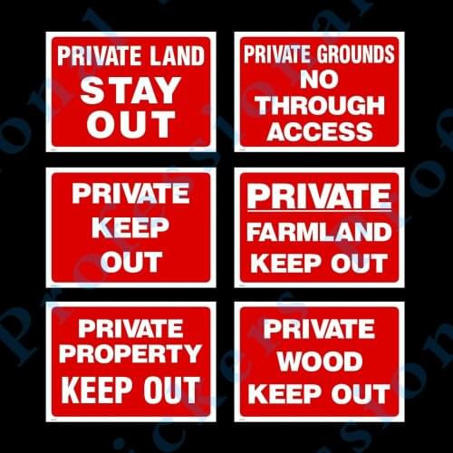 Private Property / Wood / Grounds / Farmland - Plastic Sign / Sticker / Metal Waterproof Vinyl stickers for car Motos