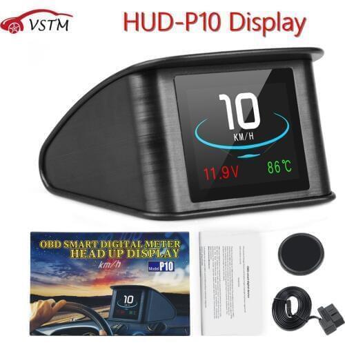 P10 Head Up Display Trip On-board Computer Car Digital OBD2 Mileage OBD Driving Computer Display Speedometer Temperature Gauge