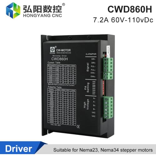 Nema 34 Stepper Motor Driver CWD860H 7.2A 60-110vdc / 40-80vac Nema23 Two-Phase Hybrid 32-Bit DSP Motor CNC Milling Machine